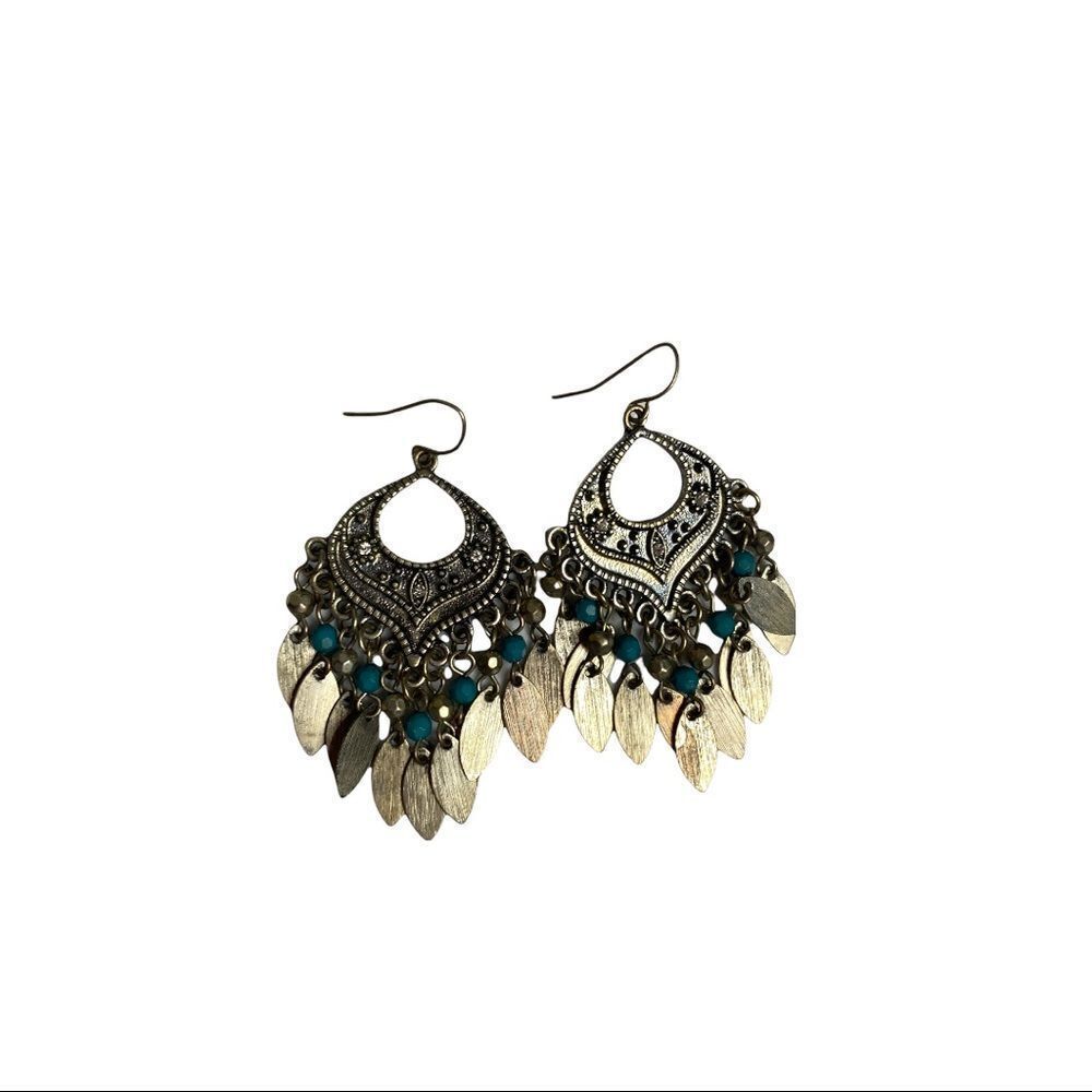 Dream catcher style silver tone ethnic earrings